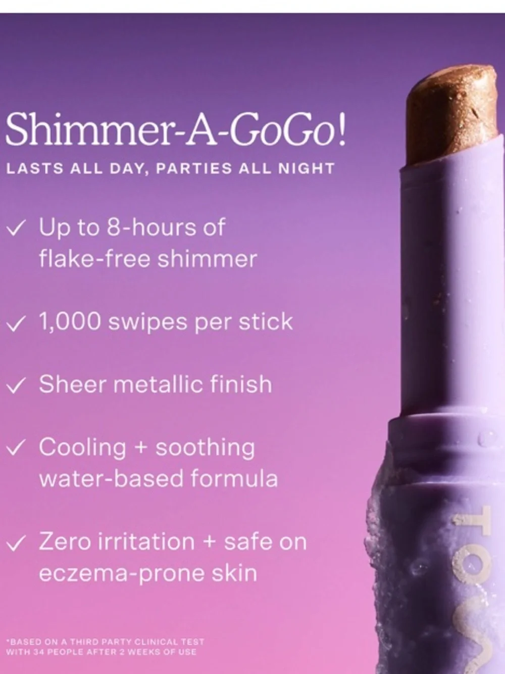 Tower 28 GoGo Cooling Shimmer Eyeshadow Stick BUNGALOW - True Gold NIB